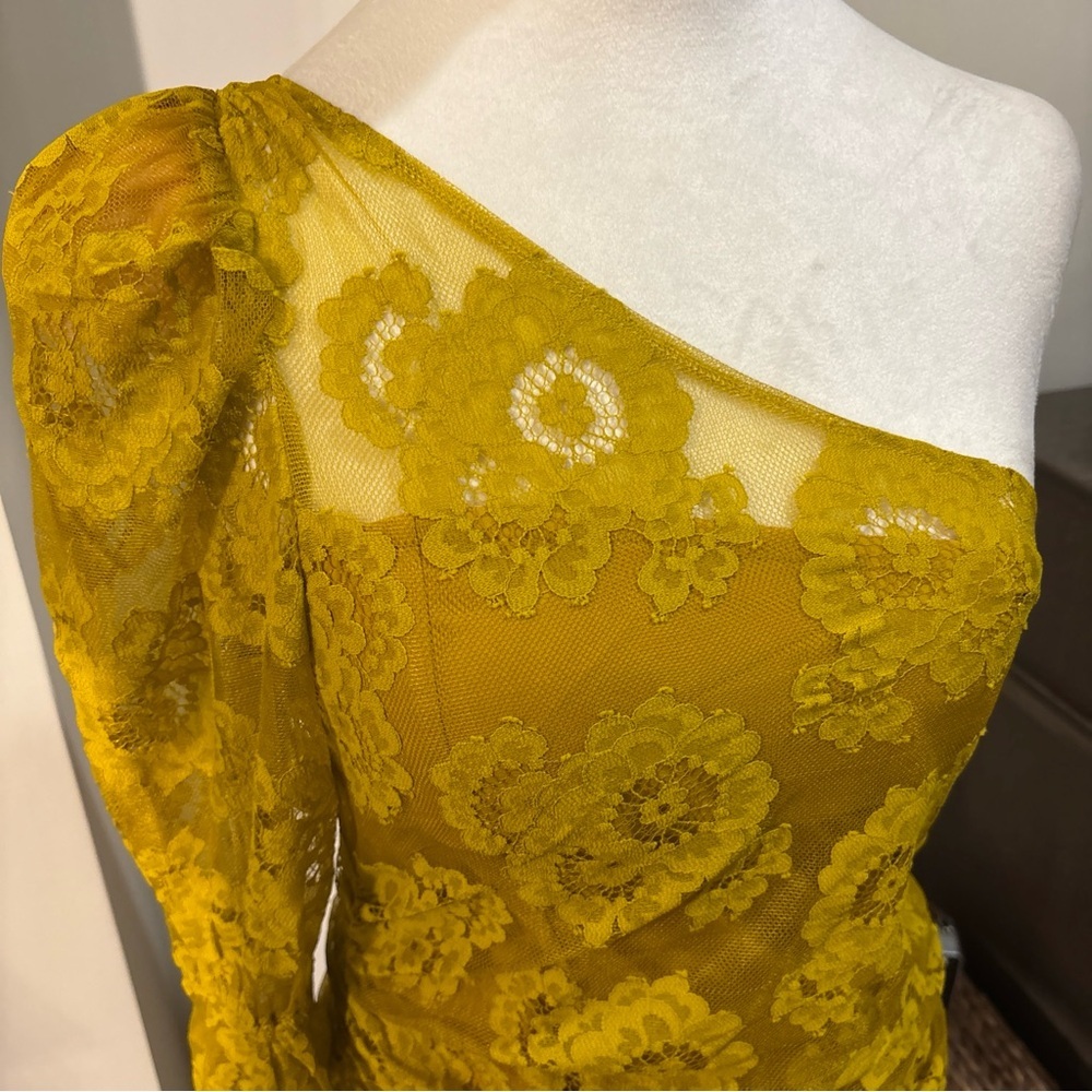 For Love And Lemons Yellow Asymmetrical Bodycon Dress - Picture 4 of 7